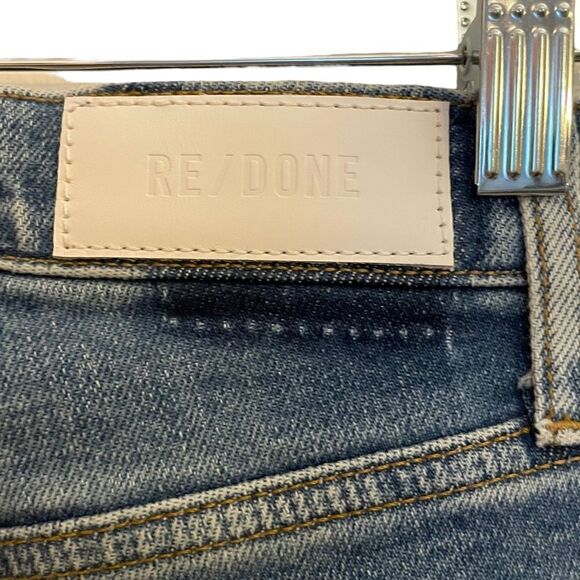 Re/Done NWT 90’s High Rise Button Fly Ankle Crop Jeans in Bright Faded Blue 26 - Picture 8 of 9